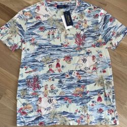 Polo Ralph Lauren Hawaiian Hula Print Cotton Jersey, Mens Tee, Size XXL NWT