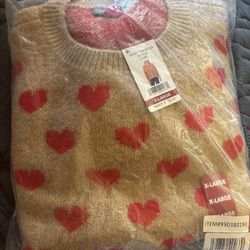 New Heart Print Sweater – XL – $35 OBO