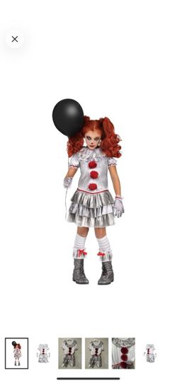 It Pennywise kids Halloween Costume dress and gloves size small