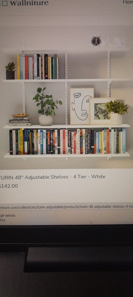 Turin 48" White Adjustable Shelves