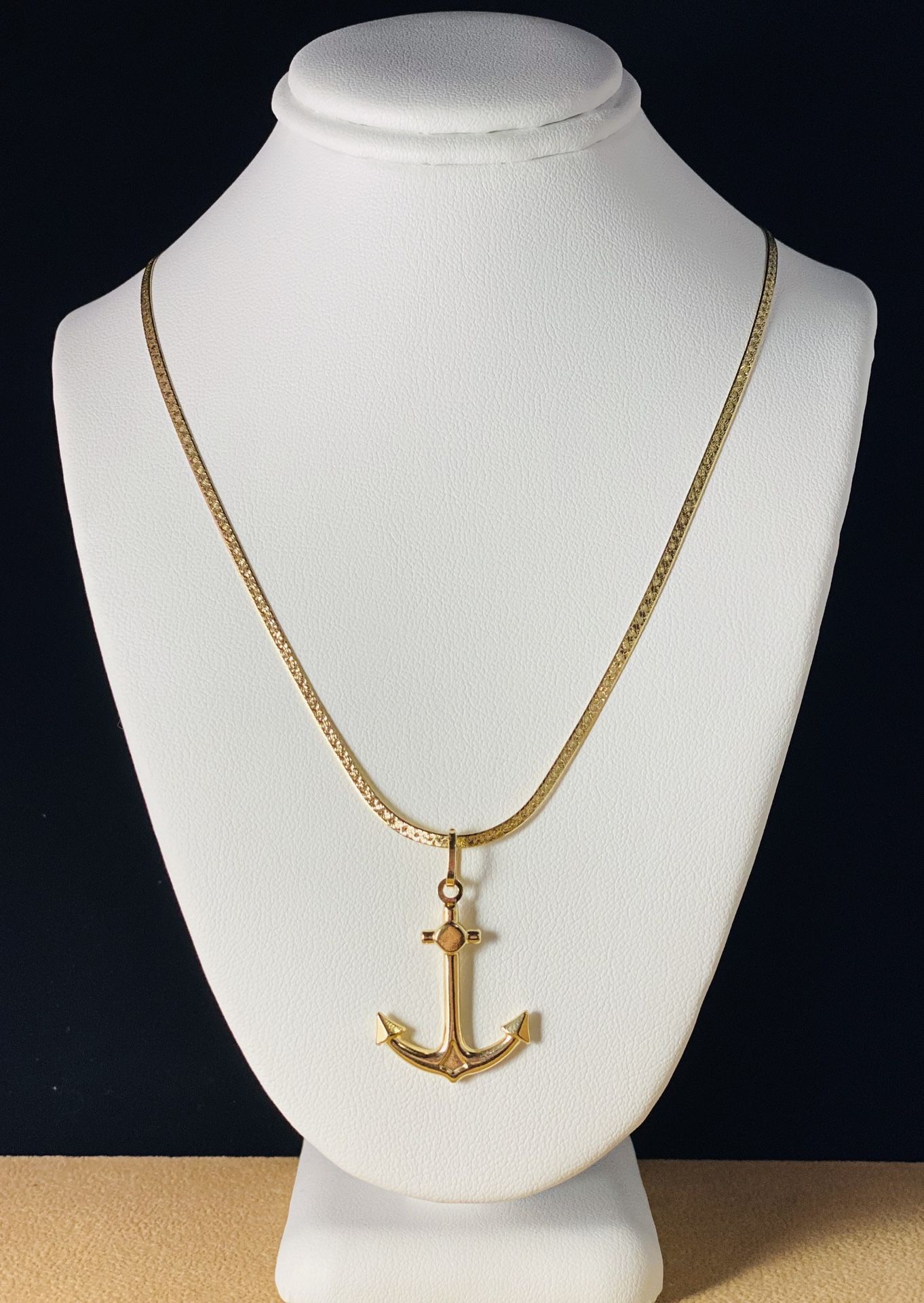 18K Solid Gold Anchor Necklace