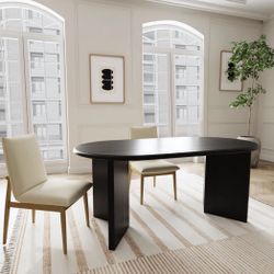 Brix Oval Dining Table- solid Mango wood. Matte black (seats 6)