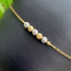 Jewelry 14k Solid two tone yellow Gold round ball twisted rope Bracelet 7.25” 2.00mm