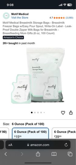 Milk storage bags