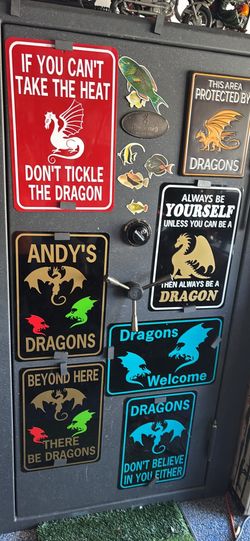 Dragon tin signs $20 a sign