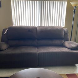 Dual Reclining Sofa/Couch -Brown -Electric