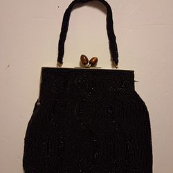 VINTAGE BLACK BEADED PURSE BY DEBBIE JAPAN