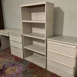 Modular Desk + Bookcase + Drawer Set – Light Wood – Free Delivery 🚚 