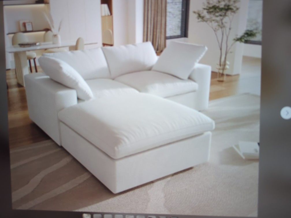 Two-Seater Cloud Armless Modular Sectional Sofa With Ottoman