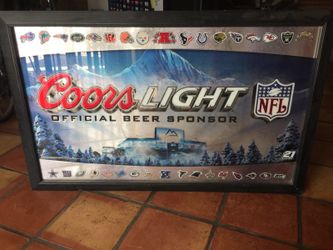 Coors light NFL glass framed with all teams
