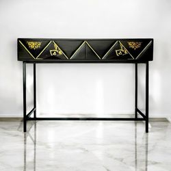 Entryway table / black / gold / boho 