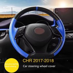 DIY custom made paragraph Genuine leather Car Steering Wheel Wrap Cover For Toyota CHR  2017 2018