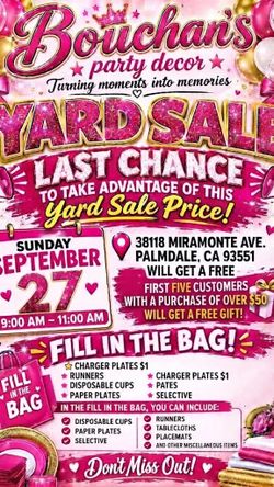 Party decor yard sale