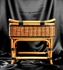 MCM Rattan & Bamboo Accent Table Italy During 1960s or 1970's. 26"×16"×24"