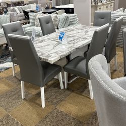 Fox Marble Dining Room 7 Piece Set