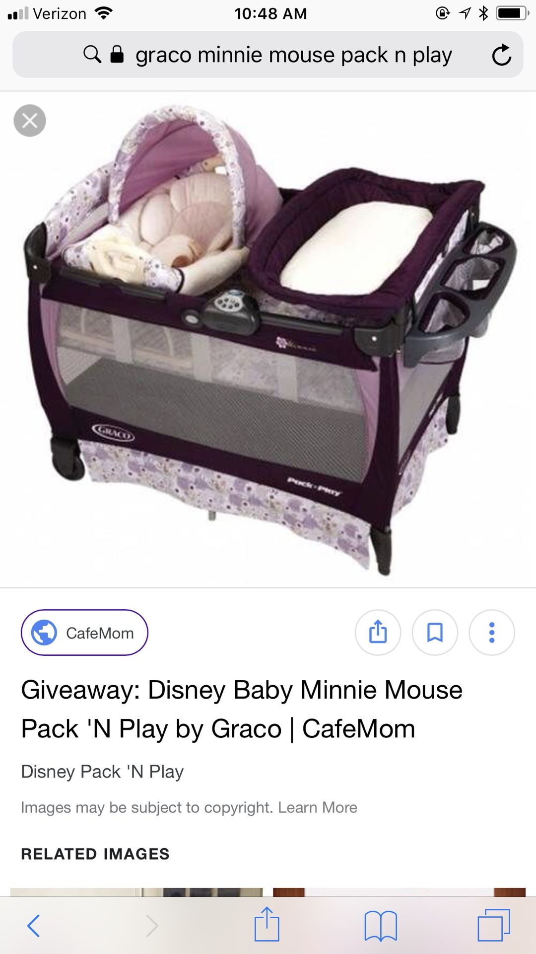 Graco Disney Minnie Mouse pack n play purple