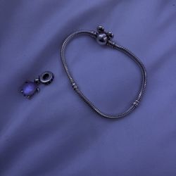 Pandora Mickey Bracelet With Pink Turtle Charm – Great Condition!