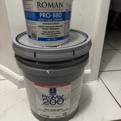 Five Gallons Of Primer  Promar 200 Interior and one Gallón PRO-880 Ultra® Clear Strippable Wallcovering Adhesive. Never Used 