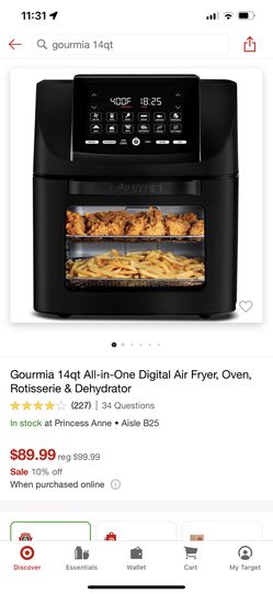 Gourmia 14 qt All-in-One Air Fryer, Oven, Rotisserie, Dehydrator