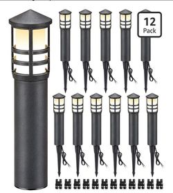12-Pack Low Voltage Landscape Pathway Lights 3W Outdoor Landscape Lighting 3000K 12-24V LED Bollard Path Lights Wired CRI 90+ Aluminum Pathway Lightin