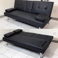 $155 (New) Futon sofa bed convertible folding recliner couch living room furniture, size 65x30x31” 