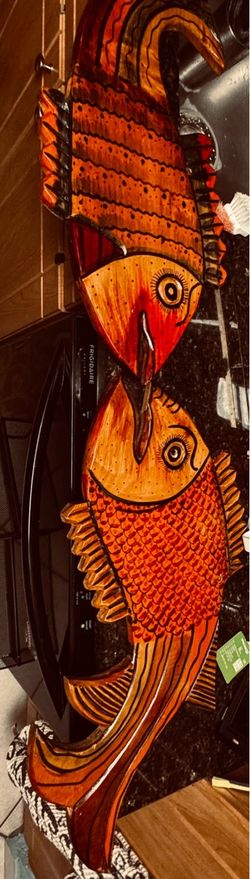 Hand-Carved Wooden Fish Wall Art