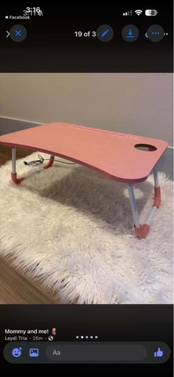 Pink Folding Lap Desk Bed Tray Table