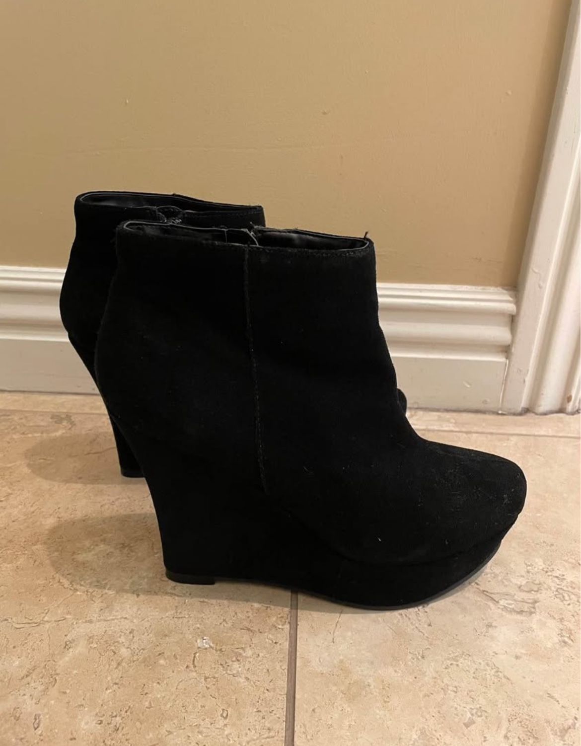 Black Wedge Booties