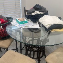 Glass Kitchen Table High Top With 4 Chairs