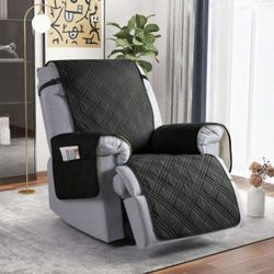 Recliner Covers with Center Console,Waterproof Sofa Cover for Dual Recliner with Straps Design, Reclining Sofa Cover Furniture Pet Protector