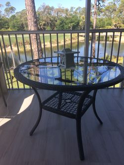 New in box grey rattan table