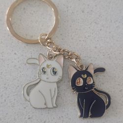 salior moon inspired cat kitten luna artemis keychain key ring