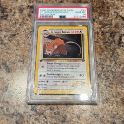 First Edition Lt Surges Raticate PSA 10 Gem Mint