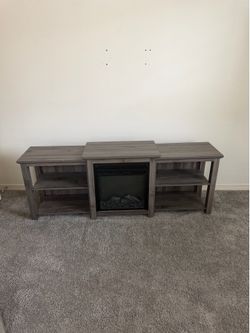 Gray Electric Fireplace TV Stand / Entertainment Center – Excellent Condition