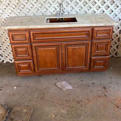 Restroom Vanity With Quartz Top