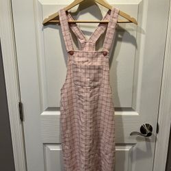 Tracy Evans Pink and White Checkered Plaid Apron Dress, Size: 9 (Juniors)