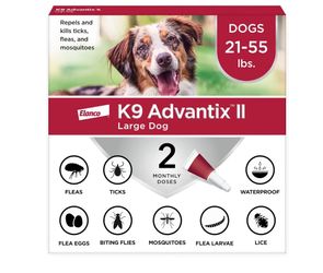 K9 Advantix I| Large Dog Vet-Recommended Flea, Tick & Mosquito Treatment & Prevention | Dogs 21-55 Ibs. | 2-Mo Supply