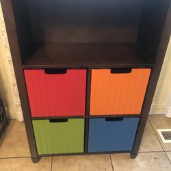 Kids Storage Shelf With 4 Bins
