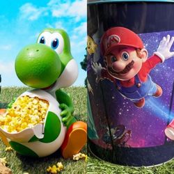 Yoshi Popcorn Bucket and Super Mario Tin Bucket Combo