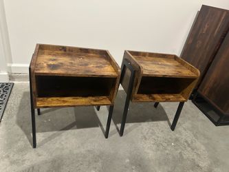 Set of 2 Matching Rustic Brown Nightstands