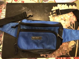High trails equipment waist bag/fanny bag with 3 openings with adjustable waist size. Designed the way you can attach water bottles, etc for hiking
