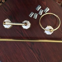Solid Brass and Porcelain Towel Bar, Toilet Paper Holder and Hand Towel Ring-Gatco Brand
