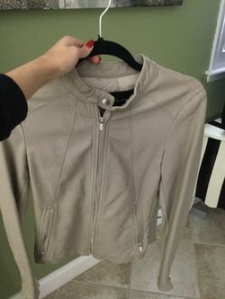 Beige leather jacket size S