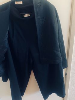 Talbots Black Wool Coat with Embroidery