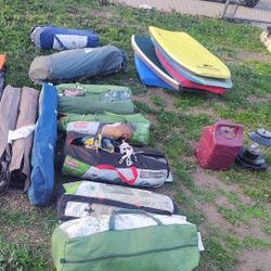 5New Tents And 2 Older Model Tents And Sleeping Camping Cots