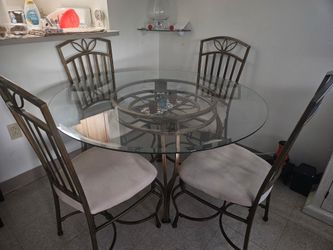 Glass table top dining room set