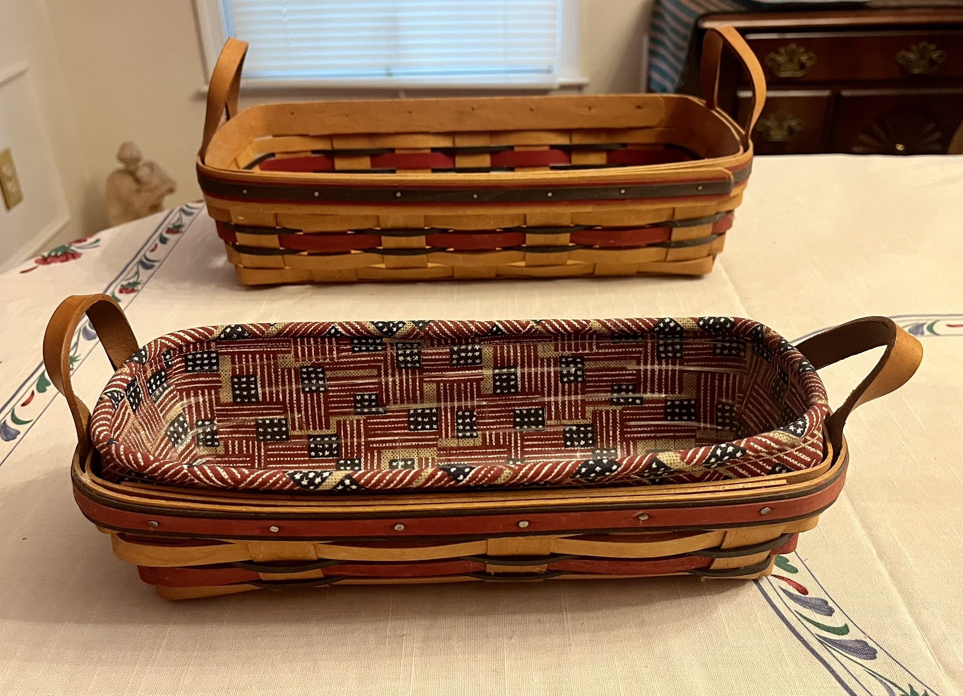 Longaberger Patriotic Bread And Cracker Baskets Set Of 2 1993
