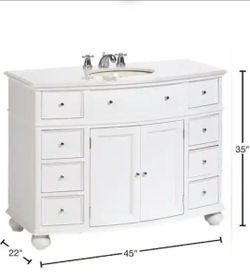 Harbor 45 in w x 22 in d x 35 in H single sink freestanding bath vanity in white