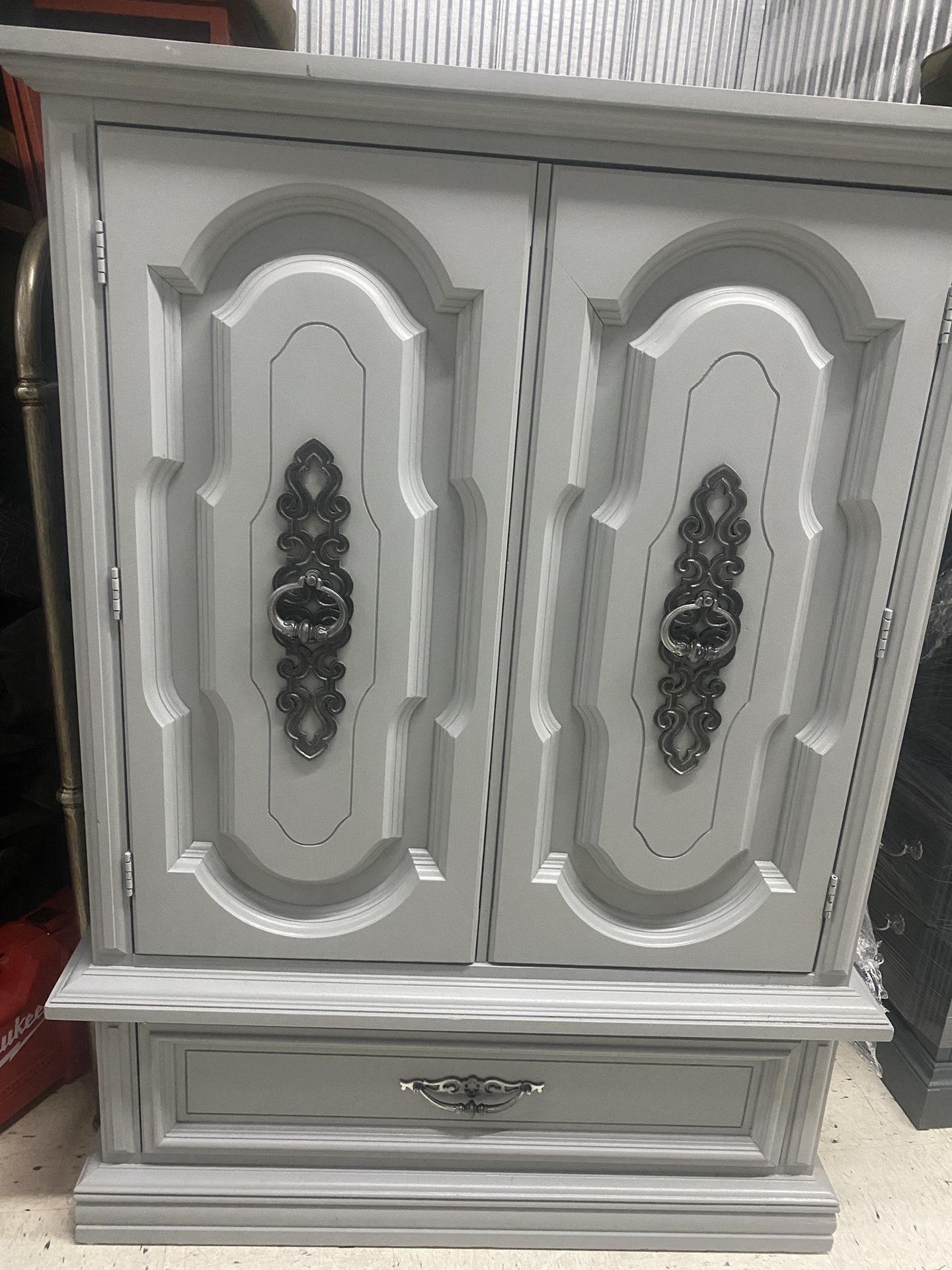 Light Grey Solid Wood Armoire/Dresser/ Storage Cabinet 57”H x 39”W x 20”D