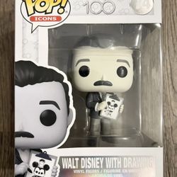 Funko Pop 74 Walt Disney with Drawing New